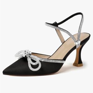 Rhinestone Bow Kitten Heel